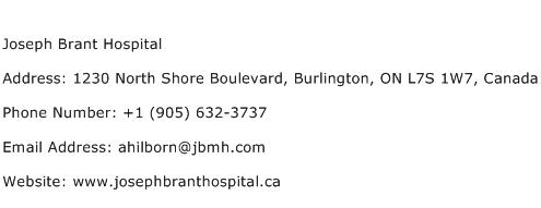 Joseph Brant Hospital Address Contact Number
