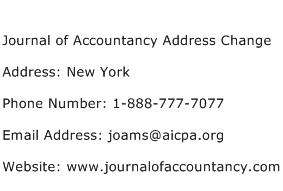 Journal of Accountancy Address Change Address Contact Number