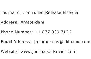 Journal of Controlled Release Elsevier Address Contact Number