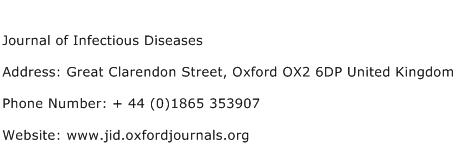 Journal of Infectious Diseases Address Contact Number