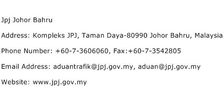 Jpj Johor Bahru Address Contact Number