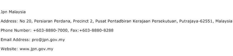 Jpn Malaysia Address Contact Number