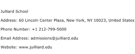 Julliard School Address Contact Number