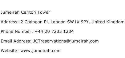 Jumeirah Carlton Tower Address Contact Number