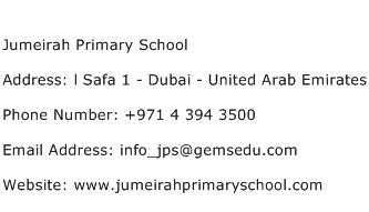 Jumeirah Primary School Address Contact Number