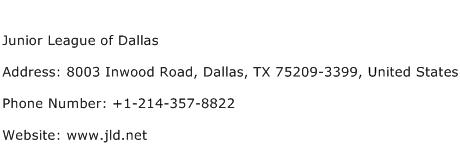 Junior League of Dallas Address Contact Number