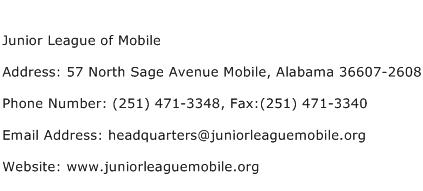 Junior League of Mobile Address Contact Number