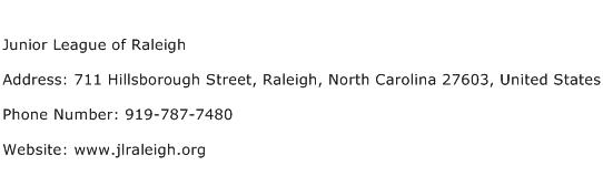 Junior League of Raleigh Address Contact Number
