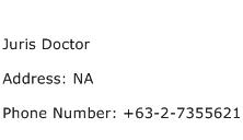Juris Doctor Address Contact Number