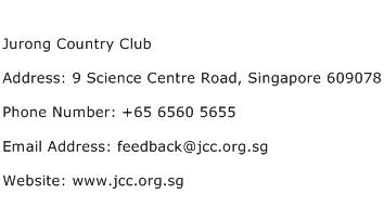 Jurong Country Club Address Contact Number
