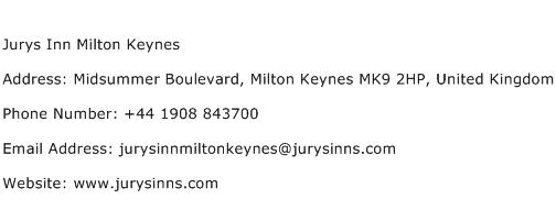 Jurys Inn Milton Keynes Address Contact Number