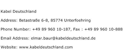 Kabel Deutschland Address Contact Number