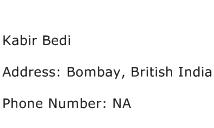 Kabir Bedi Address Contact Number
