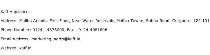 Kaff Appliances Address Contact Number