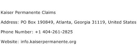 Kaiser Permanente Claims Address Contact Number