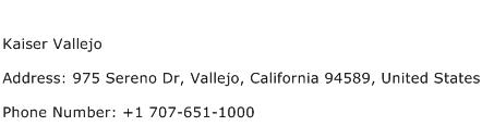 Kaiser Vallejo Address Contact Number