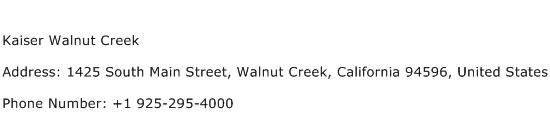 Kaiser Walnut Creek Address Contact Number
