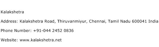 Kalakshetra Address Contact Number