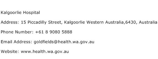 Kalgoorlie Hospital Address Contact Number