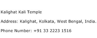 Kalighat Kali Temple Address Contact Number