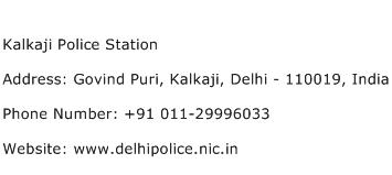 Kalkaji Police Station Address Contact Number