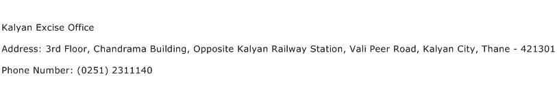 Kalyan Excise Office Address Contact Number