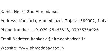 Kamla Nehru Zoo Ahmedabad Address Contact Number