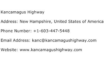 Kancamagus Highway Address Contact Number
