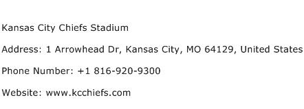 Kansas City Chiefs Stadium Address Contact Number