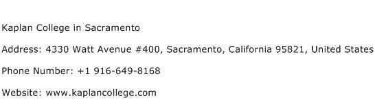 Kaplan College in Sacramento Address Contact Number