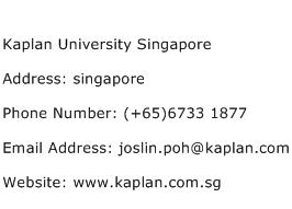 Kaplan University Singapore Address Contact Number