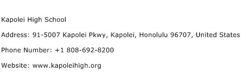 Kapolei High School Address Contact Number