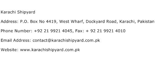 Karachi Shipyard Address Contact Number