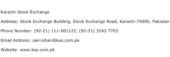 Karachi Stock Exchange Address Contact Number