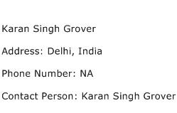 Karan Singh Grover Address Contact Number