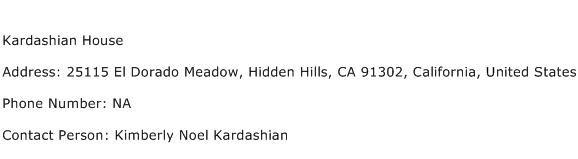 Kardashian House Address Contact Number