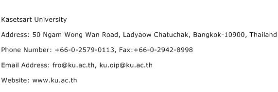Kasetsart University Address Contact Number