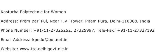 Kasturba Polytechnic for Women Address Contact Number