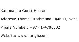 Kathmandu Guest House Address Contact Number