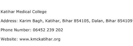 Katihar Medical College Address Contact Number