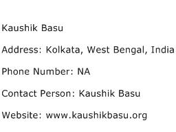 Kaushik Basu Address Contact Number