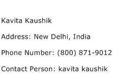 Kavita Kaushik Address Contact Number