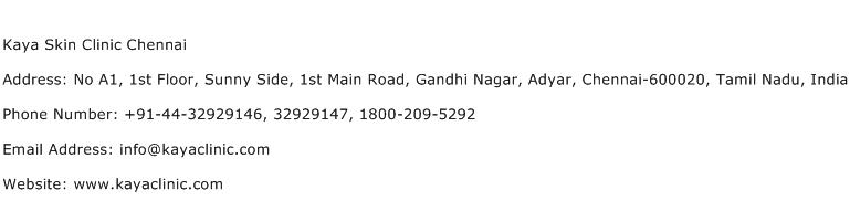 Kaya Skin Clinic Chennai Address Contact Number