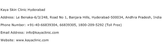 Kaya Skin Clinic Hyderabad Address Contact Number