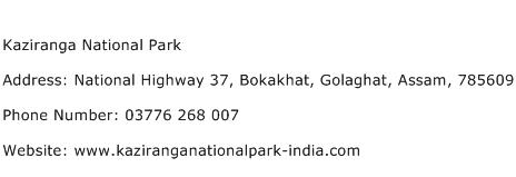 Kaziranga National Park Address Contact Number
