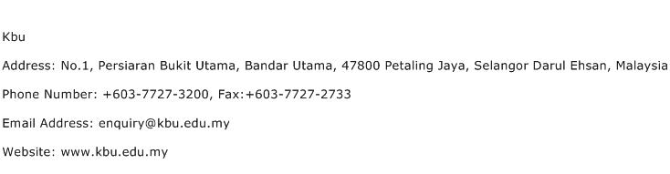 Kbu Address Contact Number