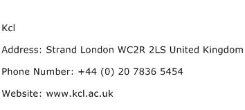 Kcl Address Contact Number