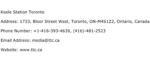 Keele Station Toronto Address Contact Number
