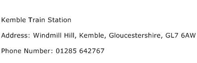 Kemble Train Station Address Contact Number