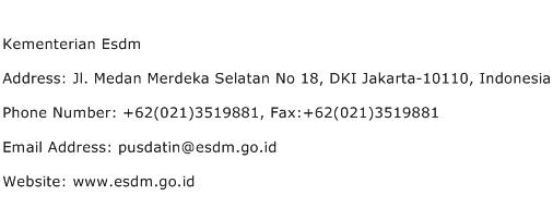 Kementerian Esdm Address Contact Number